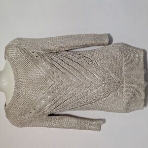 White House Black Market Textured Metallic Gold Knit